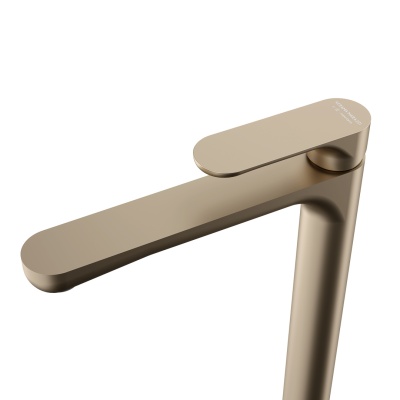 Смеситель для раковины Ole/Оле однорычажный высокий без донного клапана, золотой атласный Смеситель для раковины Ole/Оле однорычажный высокий без донного клапана, золотой атласный