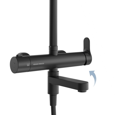 Душевая колонна Fonte/Фонте на 3 потока с поворотным изливом и механическим смесителем, черный матовый Душевая колонна Fonte/Фонте на 3 потока с поворотным изливом и механическим смесителем, черный матовый
