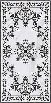 Монте Тиберио белый декорированный лаппатированный обрезной 119,5x238,5x1,1