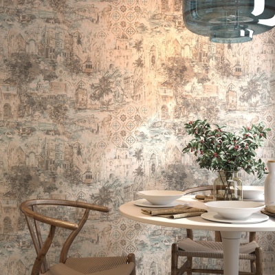 Обои виниловые Впечатление мотив, голубой Обои виниловые Впечатление мотив, голубой