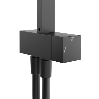 Душевая колонна квадратная FONTE на 2 потока без смесителя, черный матовый