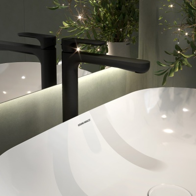 Смеситель для раковины Ole/Оле однорычажный высокий без донного клапана, матовый черный Смеситель для раковины Ole/Оле однорычажный высокий без донного клапана, матовый черный