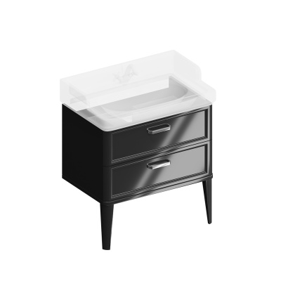 Тумба Pompei/Помпеи напольная с 2 ящиками 80, черная глянцевая Тумба Pompei/Помпеи напольная с 2 ящиками 80, черная глянцевая