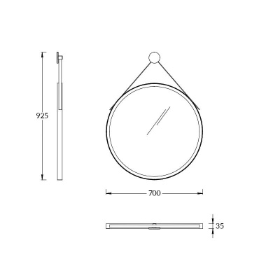 Зеркало CONO круглое 70, белое матовое