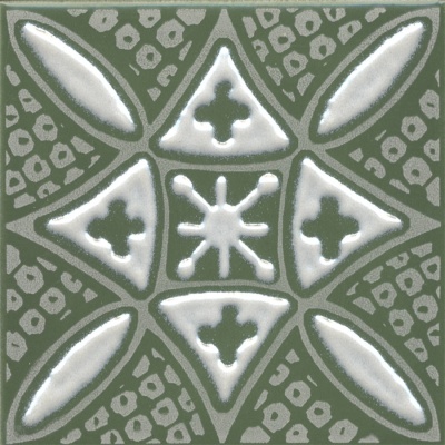 Декор Бахия 2 зелёный глянцевый 9,8x9,8x0,7