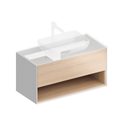 Тумба Plaza Modern/Плаза Модерн подвесная 100 дуб виченца 1 ящик + полка Тумба Plaza Modern/Плаза Модерн подвесная 100 дуб виченца 1 ящик + полка