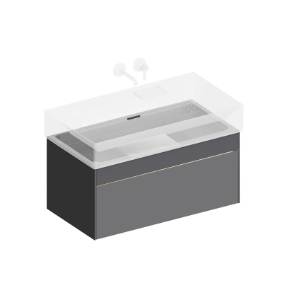 Тумба Logica/Лоджика подвесная 2 ящика 90 см, стальной серый