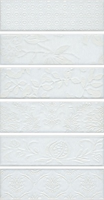 Керамическое панно 51x28,5x0,9 Кампьелло белый глянцевый (из 6 ч. разм. 8,5x28,5) Керамическое панно 51x28,5x0,9 Кампьелло белый глянцевый (из 6 ч. разм. 8,5x28,5)