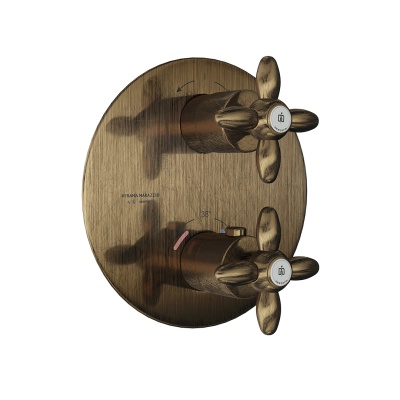 Встраиваемый термостатический смеситель для душа Muse/Муза с регулировкой температуры, потертая бронза Встраиваемый термостатический смеситель для душа Muse/Муза с регулировкой температуры, потертая бронза