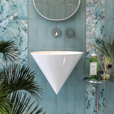 Раковина Cono/Коно подвесная 44, белая глянцевая