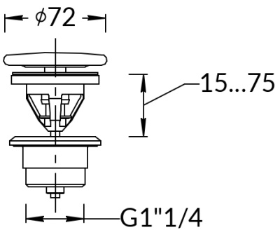 Донный клапан «клик-клак» с керамической крышкой, белый глянцевый Донный клапан «клик-клак» с керамической крышкой, белый глянцевый