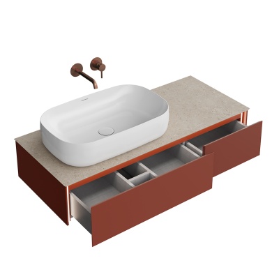 Тумба Magica/Маджика подвесная 120, 2 ящика, венецианский красный матовый                         