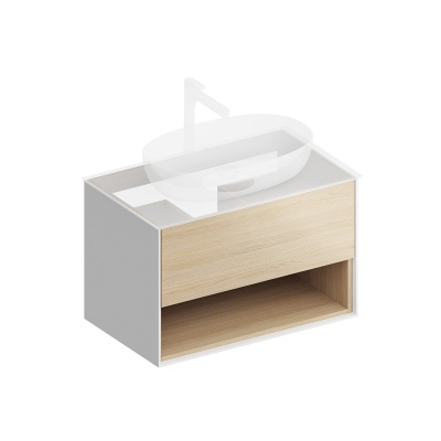 Тумба Plaza Modern/Плаза Модерн подвесная 80 дуб виченца 1 ящик + полка Тумба Plaza Modern/Плаза Модерн подвесная 80 дуб виченца 1 ящик + полка