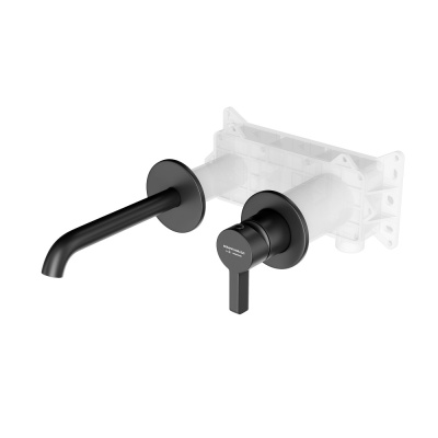 Смеситель для раковины Linea/Линеа однорычажный, настенный c внутр.частью, черный матовый Смеситель для раковины Linea/Линеа однорычажный, настенный c внутр.частью, черный матовый