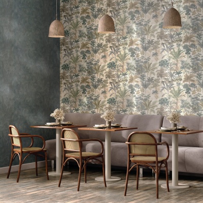 Обои виниловые Оазис мотив, тёмный зелёный Обои виниловые Оазис мотив, тёмный зелёный