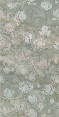 Декор Сен-Тропе зелёный светлый глянцевый обрезной 60x119,5x0,9