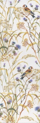 Декор Астория Птицы белый глянцевый обрезной 25x75x0,9 Декор Астория Птицы белый глянцевый обрезной 25x75x0,9