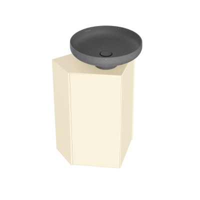 Тумба-модуль CARAVAN под раковину со столешницей без боковин, подвесная 50, push, сливочная матовая Тумба-модуль CARAVAN под раковину со столешницей без боковин, подвесная 50, push, сливочная матовая