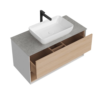 Тумба Plaza Modern/Плаза Модерн подвесная 100 дуб виченца 1 ящик + полка Тумба Plaza Modern/Плаза Модерн подвесная 100 дуб виченца 1 ящик + полка