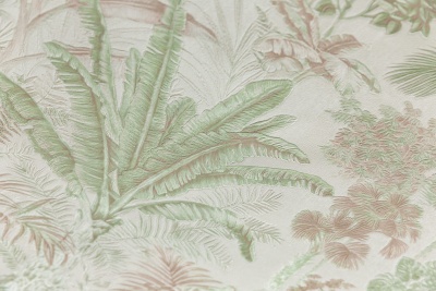 Обои виниловые Оазис мотив, бежевый, зелёный