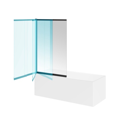 Шторка на ванну VETRO, раздвижная/распашная, 100х150, матовый черный