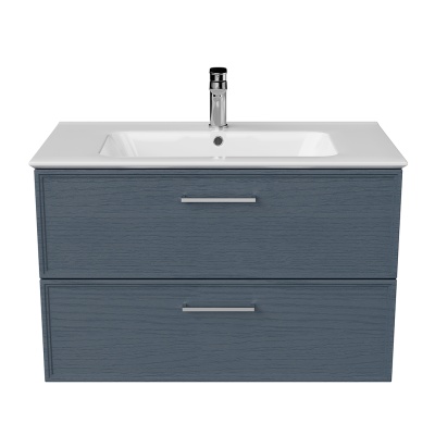 Тумба Piano Classic/Пиано Классик подвесная 85 см, 2 ящика, ясень синий матовый