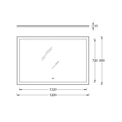 Зеркало с LED-подсветкой 120, белое глянцевое