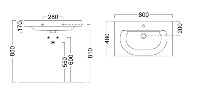 Раковина BUONGIORNO подвесная/мебельная 80, белая глянцевая Раковина BUONGIORNO подвесная/мебельная 80, белая глянцевая