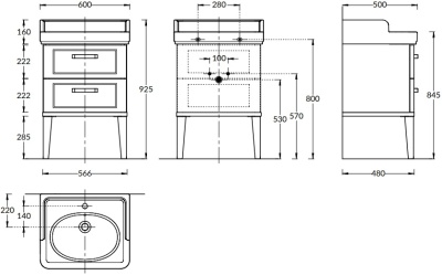 Тумба POMPEI напольная с 2 ящиками 60, черная глянцевая Тумба POMPEI напольная с 2 ящиками 60, черная глянцевая