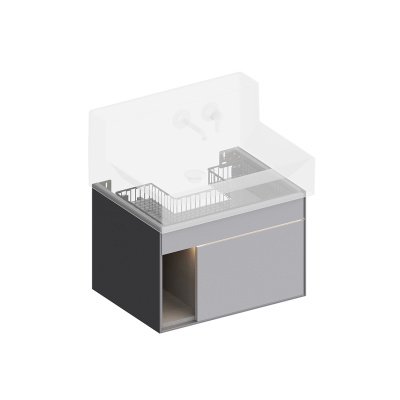 Тумба LOGICA M подвесная 2 выдвижных ящика 65, серый