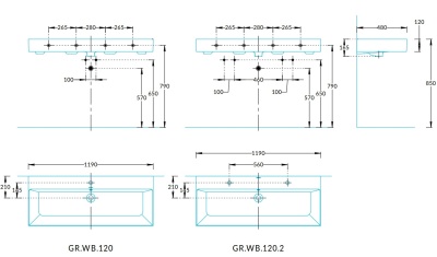 Раковина GRANDE мебельная\подвесная 120, белая глянцевая