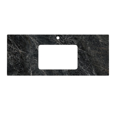 Столешница из керамогранита для раковин, встраиваемых снизу, Риальто 120 см, серый темный лаппатированный