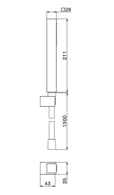Ручной душ FUTURA с держателем для лейки и шлангом, без выхода для подачи воды, матовый черный