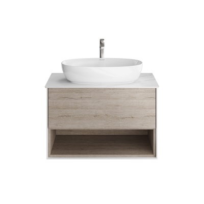 Тумба PLAZA Modern подвесная с ящиком и полкой 80, дуб Орегон Тумба PLAZA Modern подвесная с ящиком и полкой 80, дуб Орегон