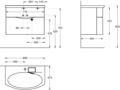 Тумба RIVA подвесная 80, белая матовая Тумба RIVA подвесная 80, белая матовая
