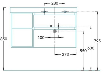 Тумба CUBO правая подвесная с ящиками 90, мальва матовая- структ.орех Тумба CUBO правая подвесная с ящиками 90, мальва матовая- структ.орех