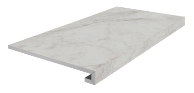 Ступень клееная фронтальная Тубкаль белый матовый обрезной 33x60x0,9