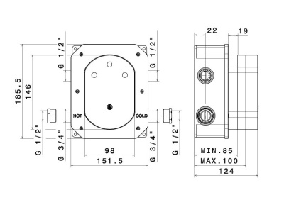 Универсальная внутренняя часть для термостатического смесителя для душа