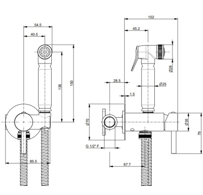 Смеситель с гигиеническим душем встроенного монтажа NOTA, хром Смеситель с гигиеническим душем встроенного монтажа NOTA, хром