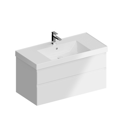 Тумба CUBO подвесная с ящиками 100, белая глянцевая Тумба CUBO подвесная с ящиками 100, белая глянцевая