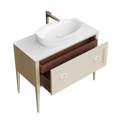 Тумба PLAZA Classic напольная с ящиками 100, капучино матовая Тумба PLAZA Classic напольная с ящиками 100, капучино матовая