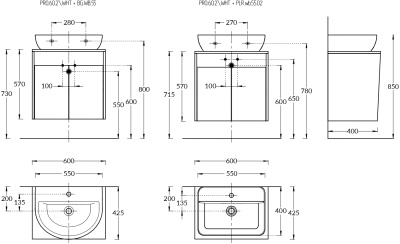 Тумба PRO подвесная 2 дверцы, белый глянцевый