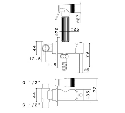 Смеситель с гигиеническим душем встроенного монтажа Muse, хром