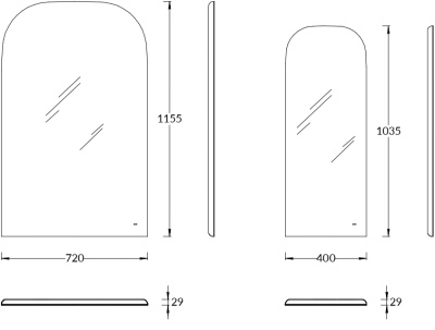 Зеркало VETRATA R 72х115.5 сенсор со сменой цвета подсветки и антизапотеванием, белое