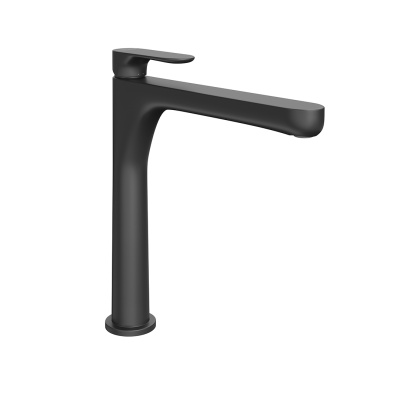Смеситель для раковины OLE однорычажный высокий без донного клапана, матовый черный