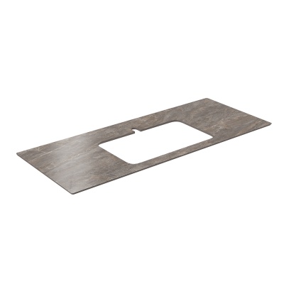 Столешница из керамогранита для раковин, встраиваемых сверху, Парнас 120 см, пепельный лаппатированный