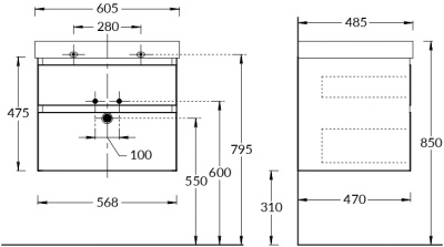 Тумба CUBO подвесная с ящиками 60, мальва матовая Тумба CUBO подвесная с ящиками 60, мальва матовая