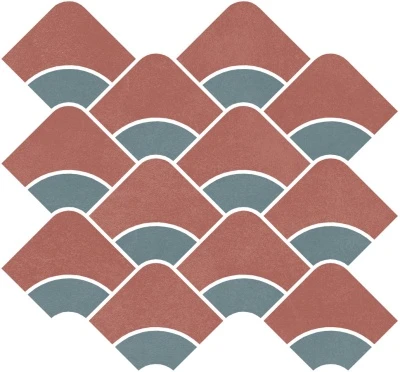 Декор Таделакт наборный красный, бирюзовый матовый обрезной 30x28x0,9