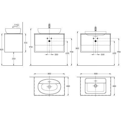 Тумба PLAZA Modern подвесная с ящиком и полкой 80, дуб Орегон Тумба PLAZA Modern подвесная с ящиком и полкой 80, дуб Орегон