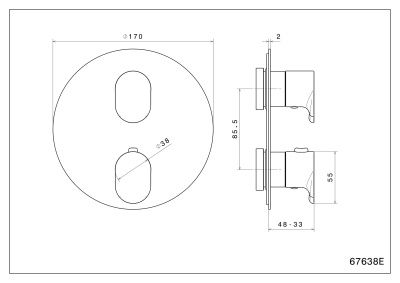 Встраиваемый термостатический смеситель для душа OLE с регулировкой температуры, золотой атласный
